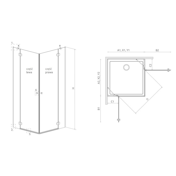 Kabina prysznicowa Radaway Torrenta KDJ, 100x80cm, lewa, szkło przejrzyste, profil chrom
