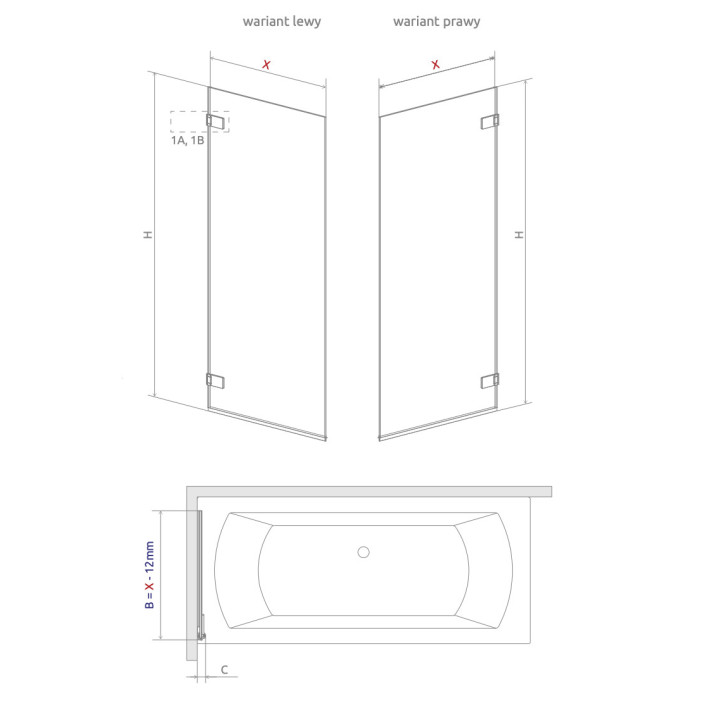 Drzwi prysznicowe do wnęki Radaway Torrenta DWJS 200, prawe, skrzydłowe, 200x195cm, szkło przejrzyste, profil chrom
