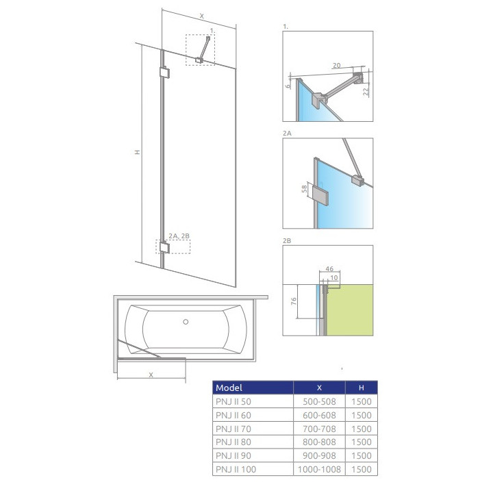 Parawan nawannowy Radaway Nes PND II 140, prawy, szkło przejrzyste, 140x150cm, profil chrom