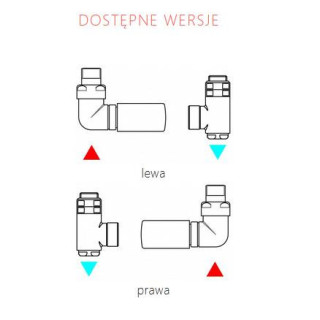 Zestaw trójosiowy termostatyczny kątowy Terma Vision All In One, lewy - chrom