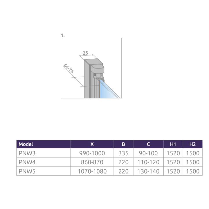 Parawan nawannowy Radaway Carena PND I, prawy, szkło przejrzyste, 130x150cm, profil chrom
