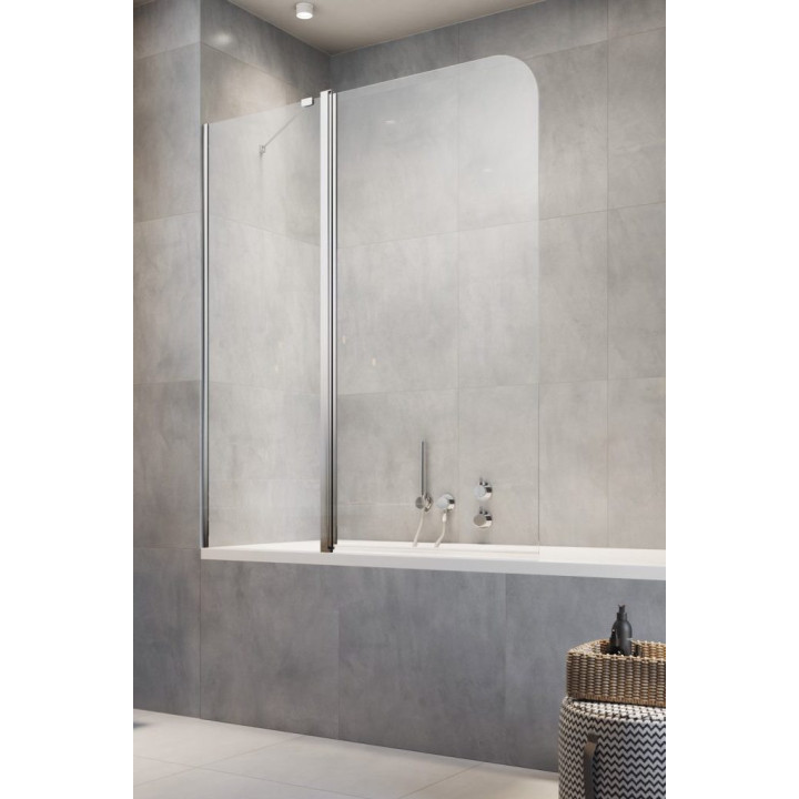 Parawan nawannowy Radaway Nes 8 Black PND II 140, lewy, szkło przejrzyste, 140x150cm, profil czarny