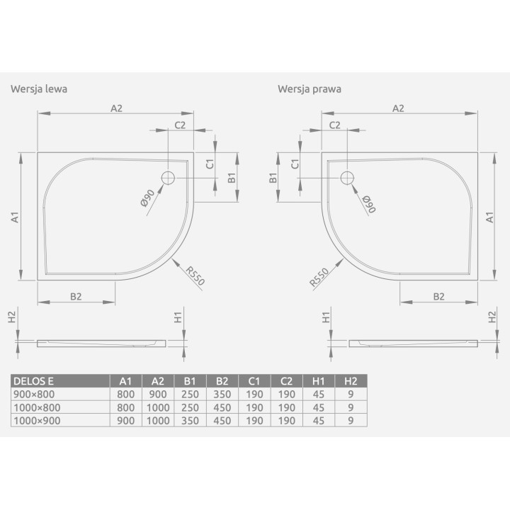 Brodzik prostokątny Radaway Teos F, 100x80 cm, konglomeratowy, czarny