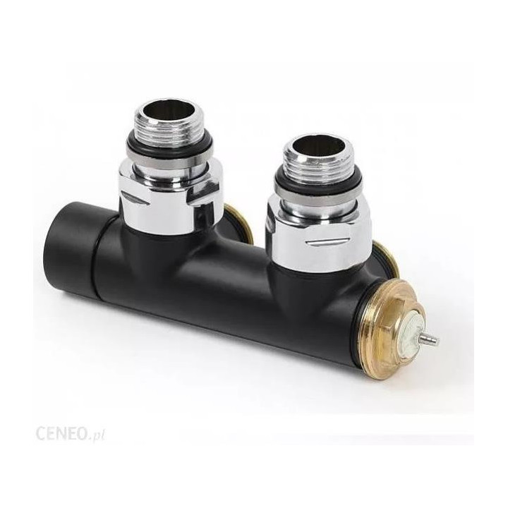 Zawór Terma termostatyczny kątowy 50 po osi Lewy, GZ 24x19 - czarny mat