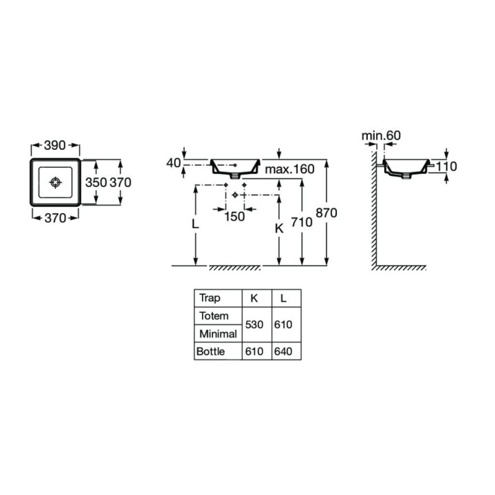 Umywalka wpuszczana w blat Roca Gap Round, 55x39cm, owalna, przelew, biała