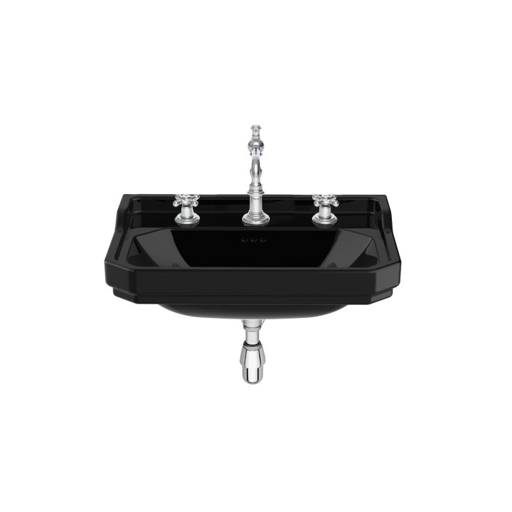 Umywalka wisząca Roca Carmen Black, 65x48cm, z przelewem, otwór na baterię, czarna