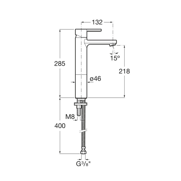 Bateria umywalkowa Roca Naia Black, stojąca, wysokość 167mm, bez korka, czarna