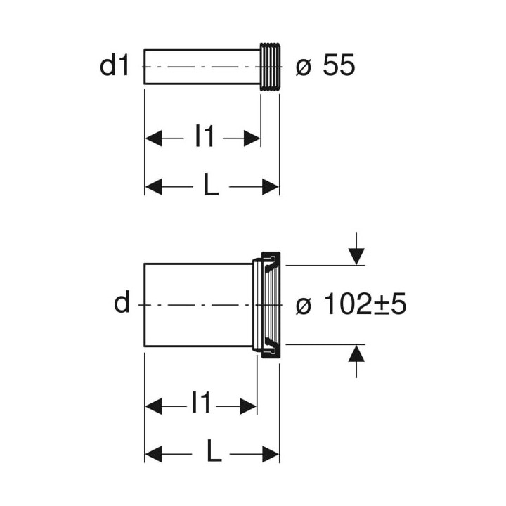 Zestaw przyłączeniowy Geberit, do miski wiszącej, 18,5cm, średnica 90mm