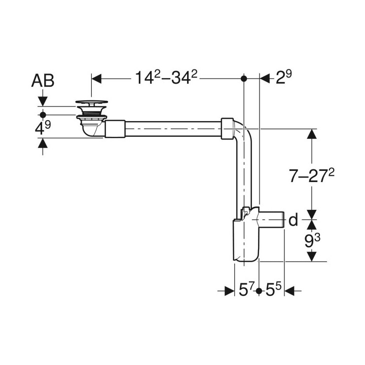 Odpływ umywalkowy Geberit, oszczędzający miejsce, swobodny przepływ, pokrywa odpływu, chrom