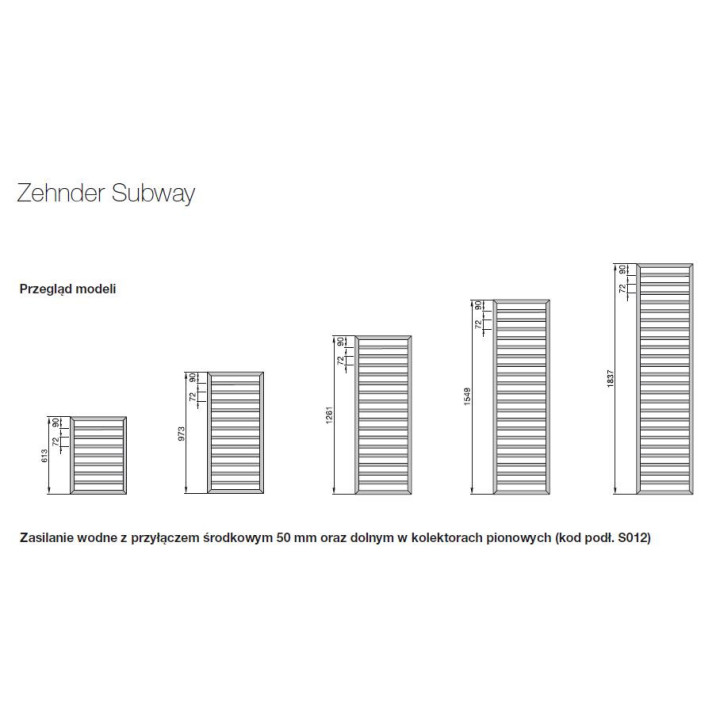 Grzejnik Zehnder Subway 1837x600 mm - biały- sanitbuy.pl