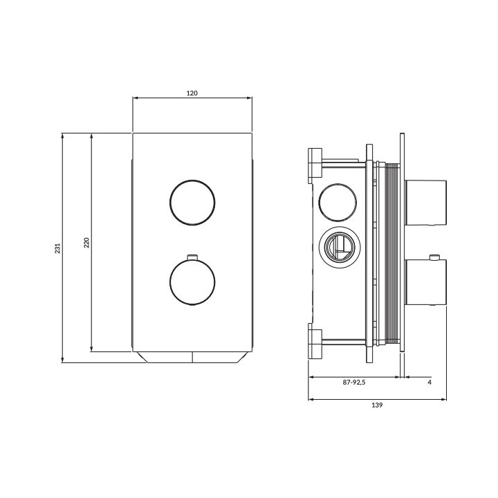 Bateria prysznicowa Omnires Contour, podtynkowa, 1 wyjście wody, chrom
