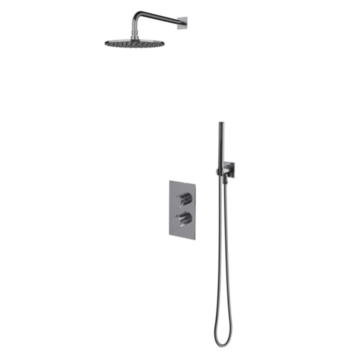 Termostatyczny zestaw prysznicowy Omnires Contour, podtynkowy, 2 wyjścia wody, złoty szczotkowany