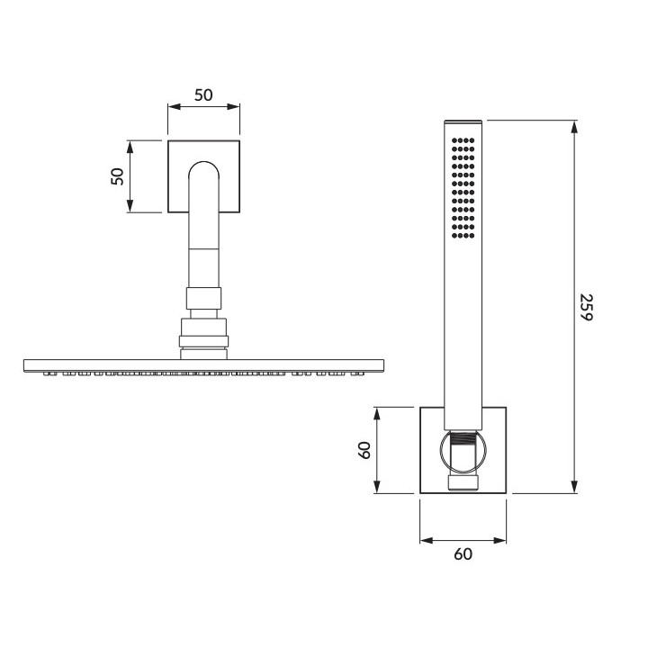 Termostatyczny zestaw prysznicowy Omnires Contour, podtynkowy, 2 wyjścia wody, złoty szczotkowany