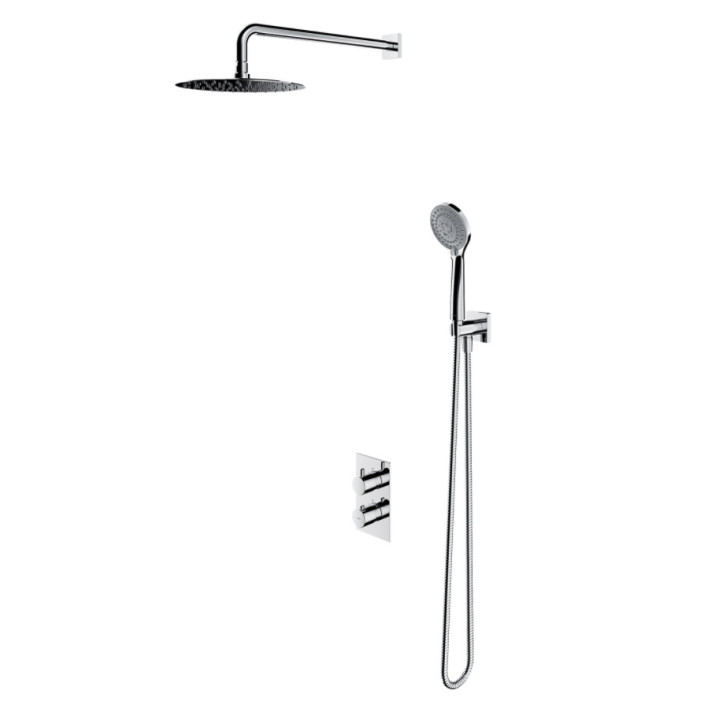 System prysznicowy Omnires Y, podtynkowy, 2 wyjścia wody, deszczownica 25cm, słuchawka 1-funkcyjna, chrom