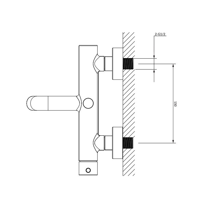 Bateria prysznicowa Omnires Y, natynkowa, jednouchwytowa, czarny