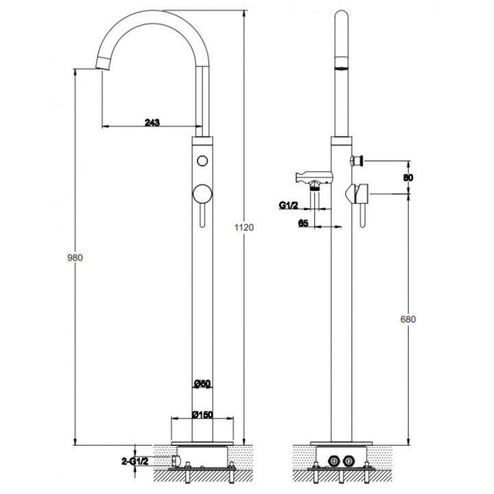 Bateria wannowa wolnostojąca Omnires Y czerń