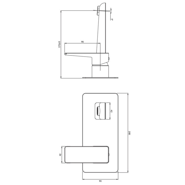Bateria umywalkowa Omnires Parma, wysokość 27,3cm, grafit