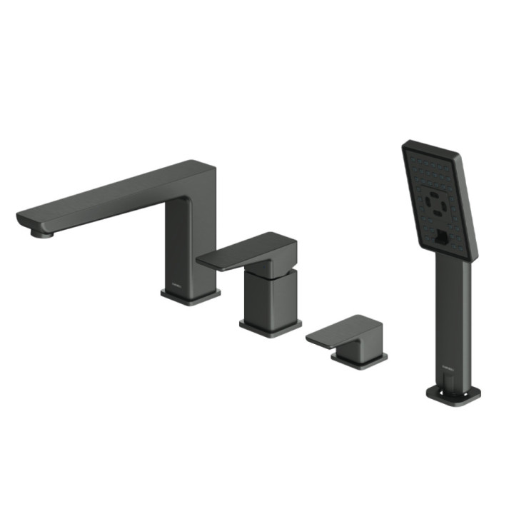 Bateria wannowa Omnires Parma, natynkowa, 2 wyjścia wody, wylewka 188mm, grafit