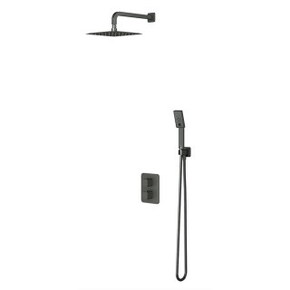 System prysznicowy Omnires Parma, podtynkowy, 2 wyjścia wody, deszczownica 20x20cm, słuchawka 3-funkcyjna, grafit