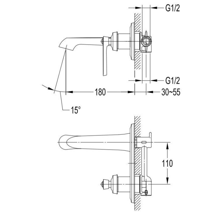 Bateria umywalkowa 3 otworowa Omnires Armance chrom wylewka 13cm- sanitbuy.pl