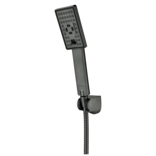 Zestaw prysznicowy Omnires Yosomite, słuchawka 5-funkcyjna z uchwytem i wężem 150cm, czarny
