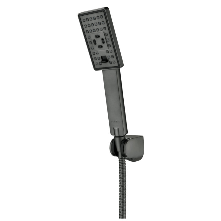 Zestaw prysznicowy Omnires Yosomite, słuchawka 5-funkcyjna z uchwytem i wężem 150cm, czarny