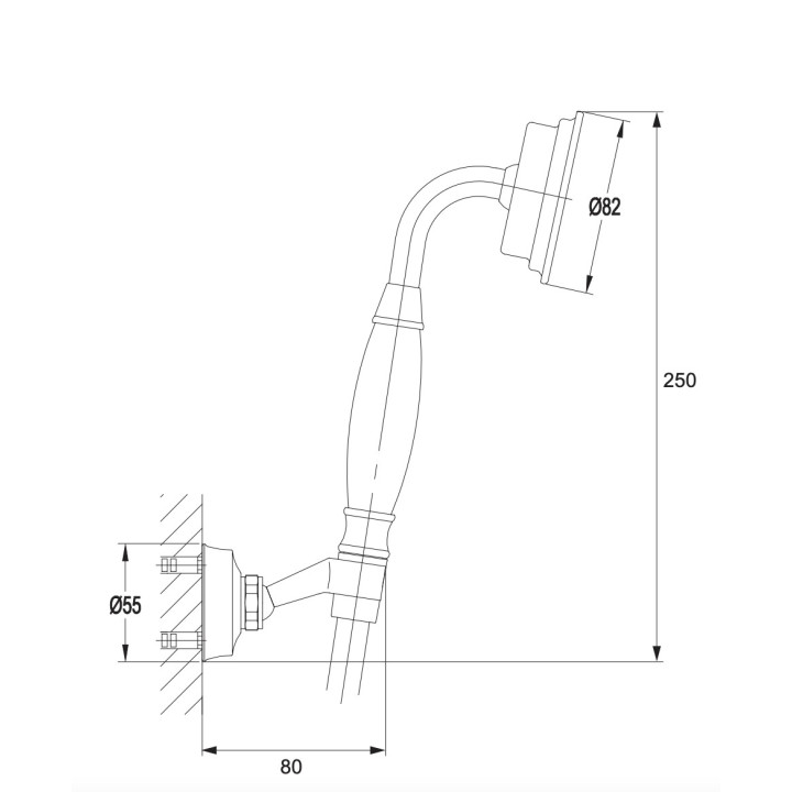 Zestaw prysznicowy Omnires Jimjim, słuchawka 3-funkcyjna z uchwytem i wężem 150cm, grafit