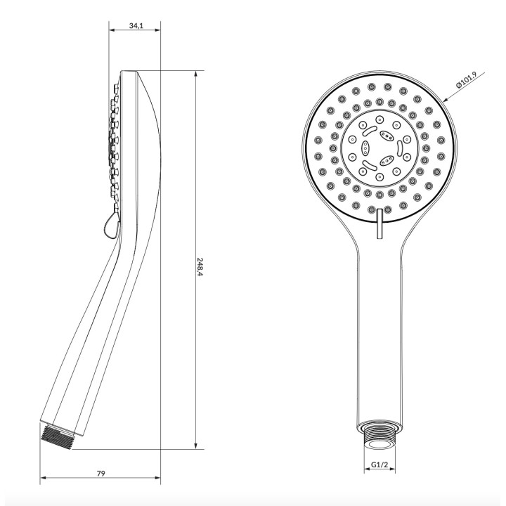Rączka prysznicowa Omnires Contour, 1-funkcyjna, złoty szczotkowany