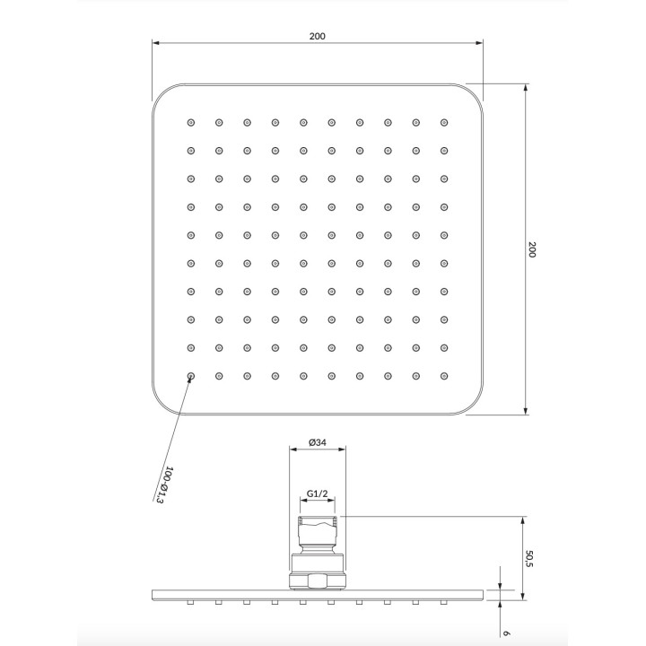 Deszczownica Omnires Slimline, okrągłą, 25cm, złoty szczotkowany