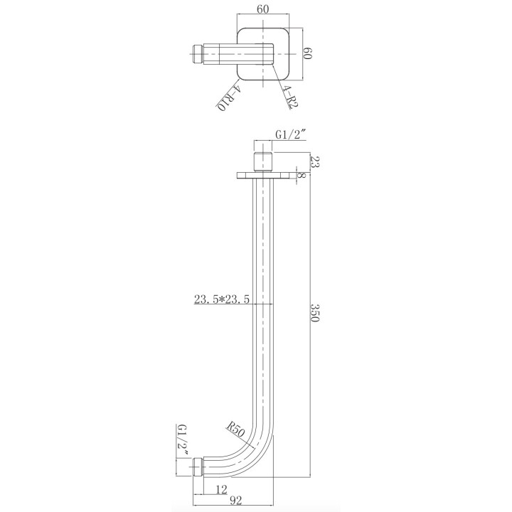 Ramię prysznicowe ścienne Omnires, 40cm, antracyt