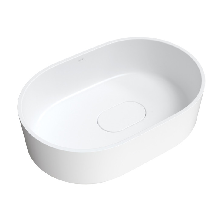 Umywalka nablatowa Omnires Cadence M+, 62x42cm, bez przelewu, biały połysk