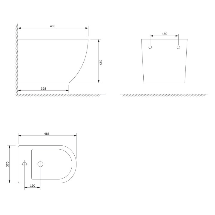 Bidet wiszący Omnires Ottawa, 49x37cm, z przelewem, biały połysk