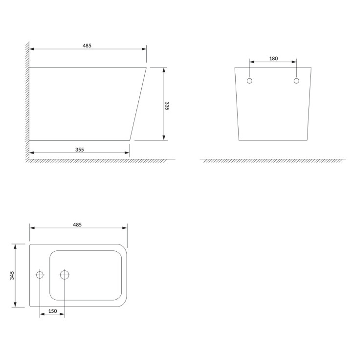 Bidet wiszący Omnires Ottawa, 49x37cm, z przelewem, biały połysk