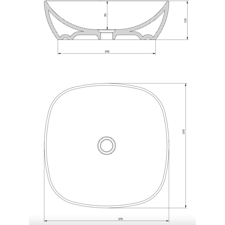 Umywalka nablatowa Omnires Cadence M+, 42x37cm, bez przelewu, biały połysk