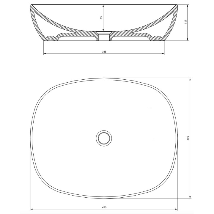 Umywalka nablatowa Omnires Portland, 47x38,5cm, bez przelewu, biały połysk