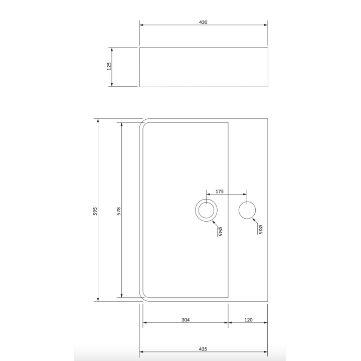 Umywalka nablatowa Omnires Portland, 47x38,5cm, bez przelewu, biały połysk