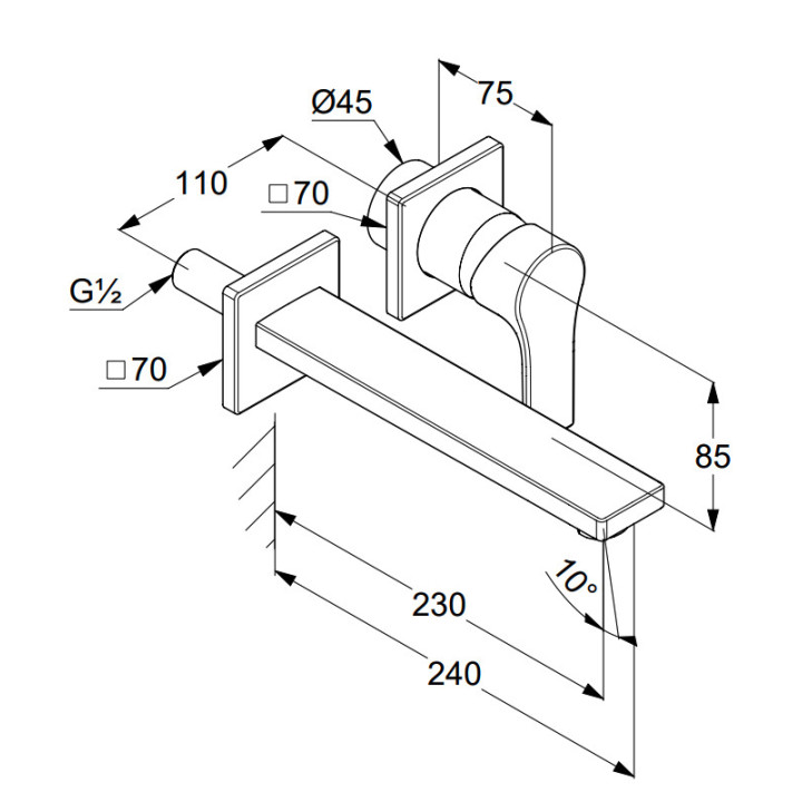 Bateria umywalkowa Kludi Zenta SL, podtynkowa, 2-otworowa, wylewka 180mm, chrom