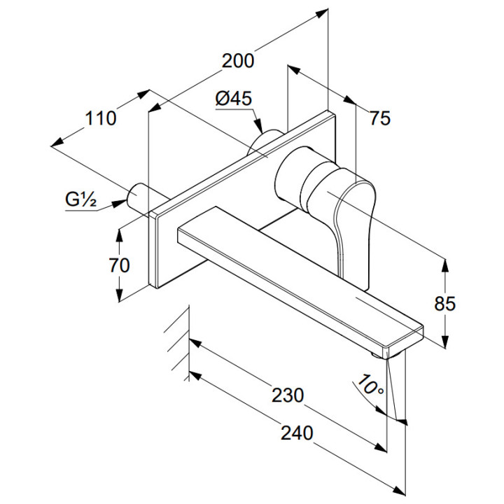 Bateria umywalkowa Kludi Zenta SL, podtynkowa, 2-otworowa, wylewka 230mm, chrom