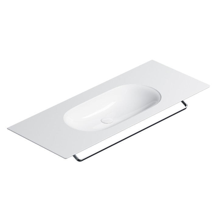 Umywalka wisząca Catalano Horizon, 125x50cm, bez przelewu, bez otworu na baterię, biały połysk