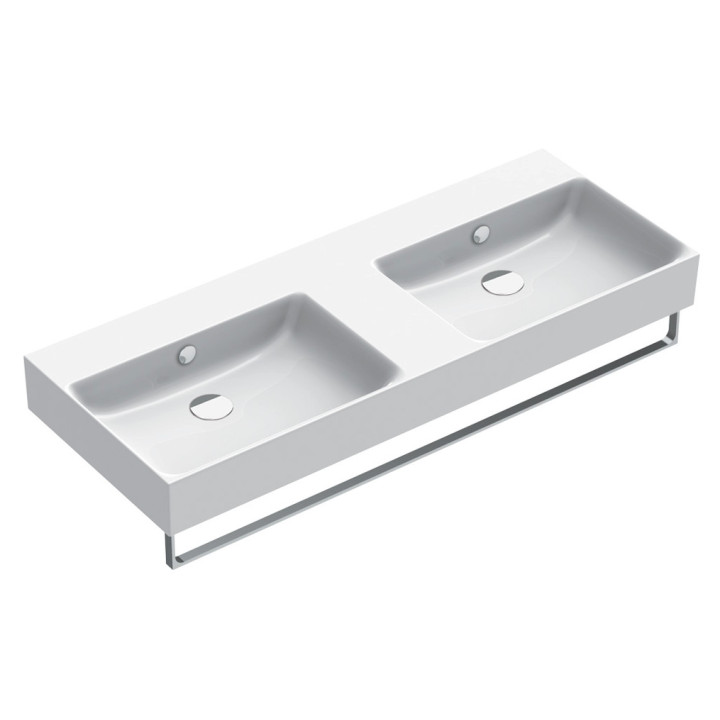 Umywalka wisząca Catalano New Premium, 120x47cm, z przelewem, bez otworu na baterię, biały połysk