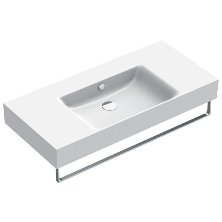 Umywalka wisząca Catalano New Premium, 100x47cm, z przelewem, bez otworu na baterię, biały połysk