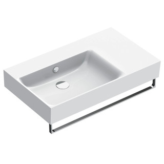 Umywalka wisząca/nablatowa Catalano New Premium, 80x47cm, blat z prawej strony, z przelewem, bez otworu na baterię, biały połysk