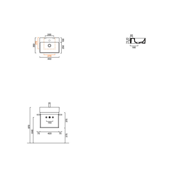 Umywalka wisząca/nablatowa Catalano Verso, 55x35cm, bez przelewu, bez otworu na baterię, biały połysk