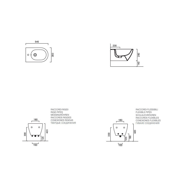 Bidet wiszący Catalano Sfera, 54x35cm, brązowy satynowy