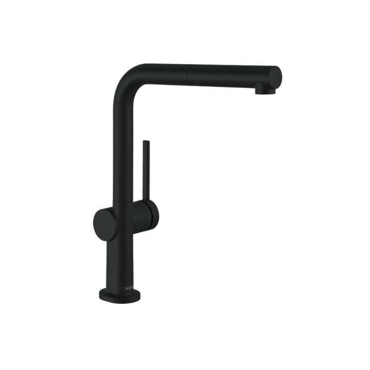 Bateria kuchenna Hansgrohe Talis M54, jednouchwytowa, wysokość 435mm, wyciągana wylewka, 2jet, sBox, czarny mat