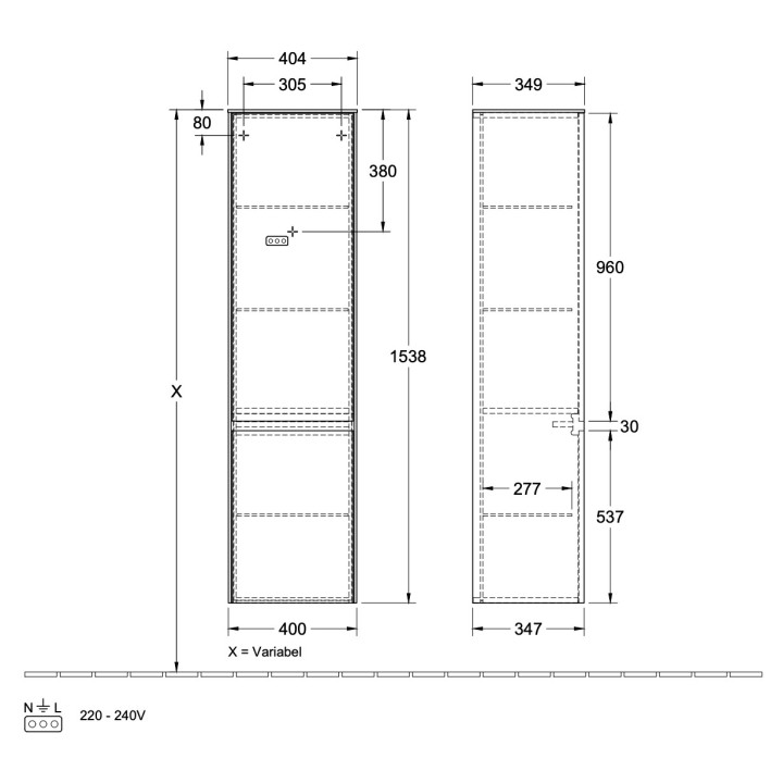 Szafka wysoka Villeroy&Boch Collaro 404x1538x349 - Black Matt