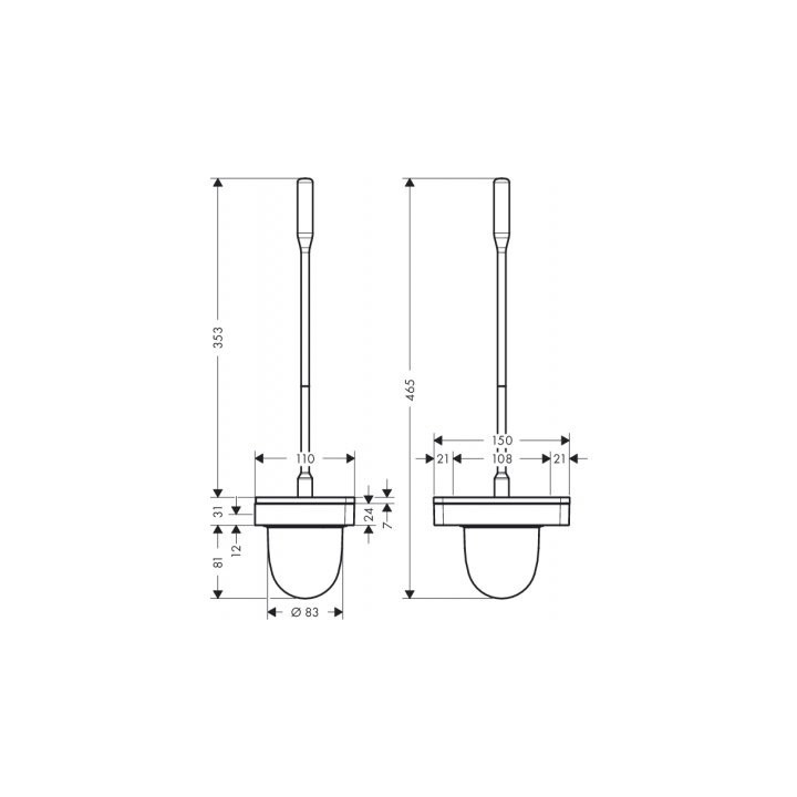 Pojemnik ze szczotką WC, Hansgrohe Axor, 15 x 11 x 46,5 cm, chrom