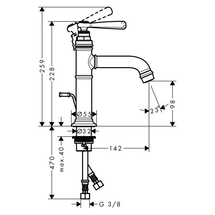 Bateria umywalkowa Axor Montreux 100 jednouchwytowa stojąca z kompletem odpływowym, chrom- sanitbuy.pl