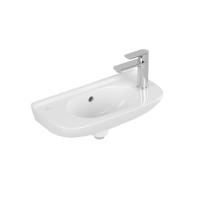 Umywalka wisząca Villeroy&Boch O.novo, 50x25cm, z przelewem, otwór na baterię, AntiBac, Weiss Alpin CeramicPlus