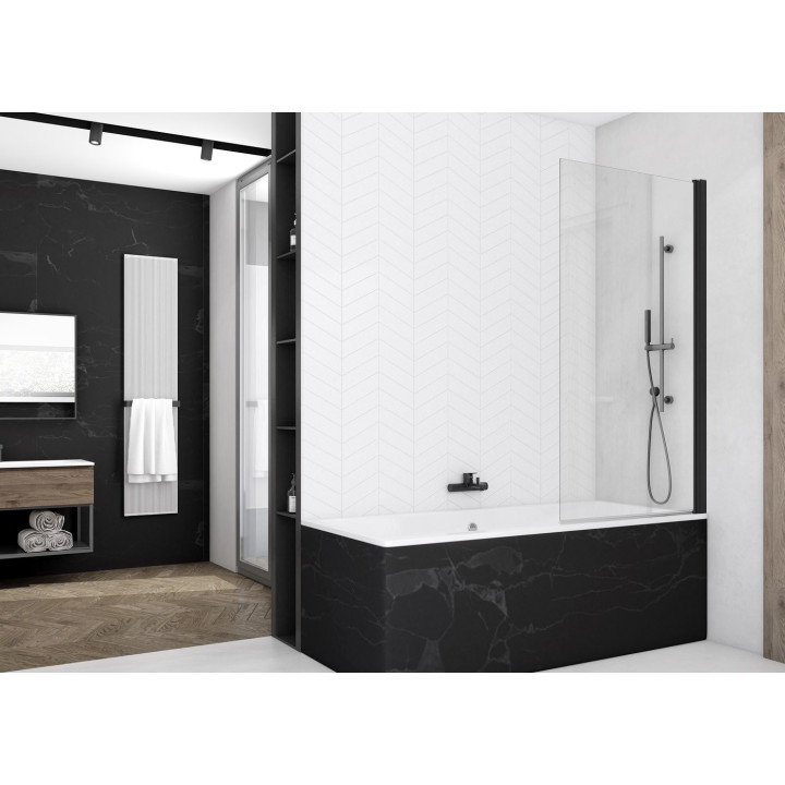 Parawan nawannowy Sanswiss Solino SOEB1, prawy, 850x1500mm, Black Line, czarny profil 